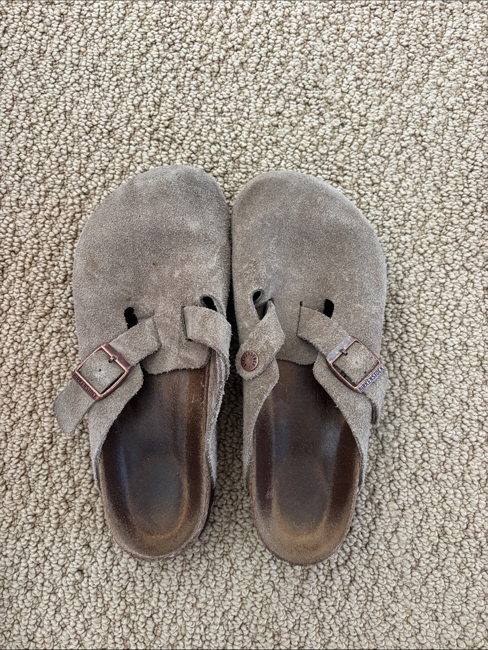 Birkenstock Men's Suede Clogs in Taupe